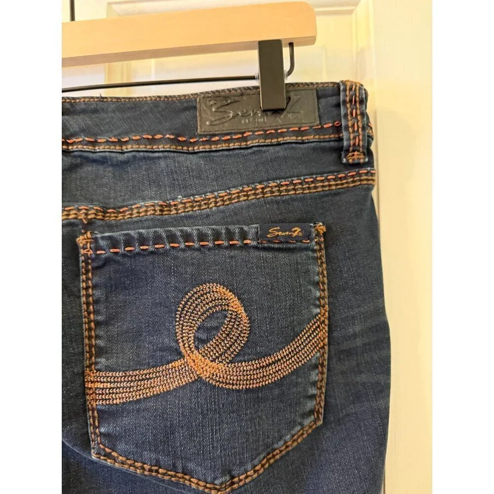 Seven7 Dark Wash Womens Bootcut Jeans with Orange Jewel Accents NWT - Size 12